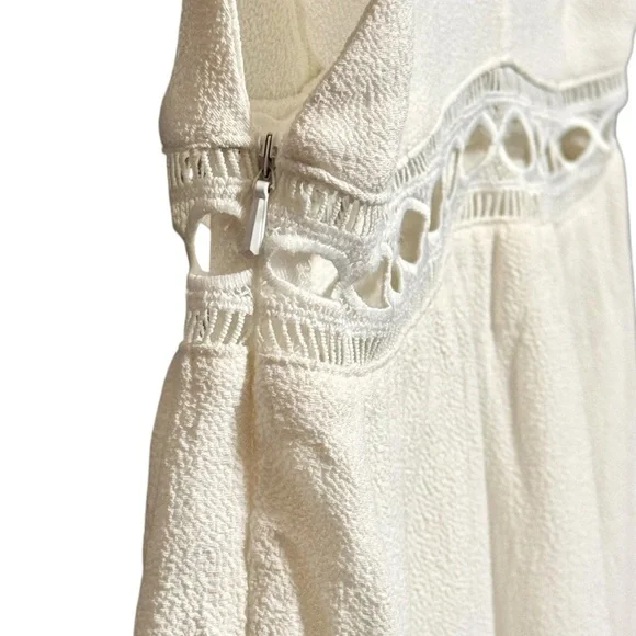 STONE COLD FOX Gabriel Boho Plunging V-Neck Lace Insert Cutout Ruffle Mini Dress - Picture 10 of 12